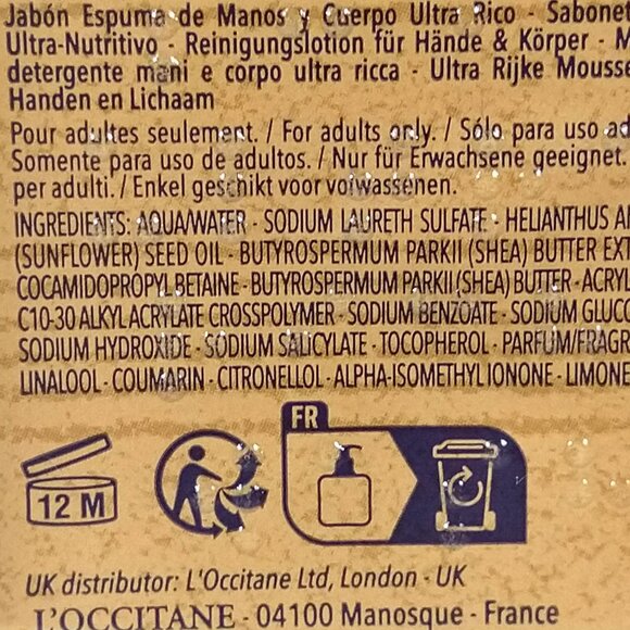 L'Occitane Shea Hands & Body Ultra Rich Wash 300ML NEW - Picture 4 of 5